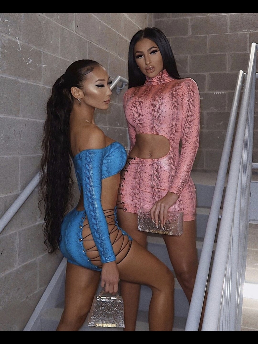 Sexy Cutout Snake-Print Mini Dress - Pink or Blue